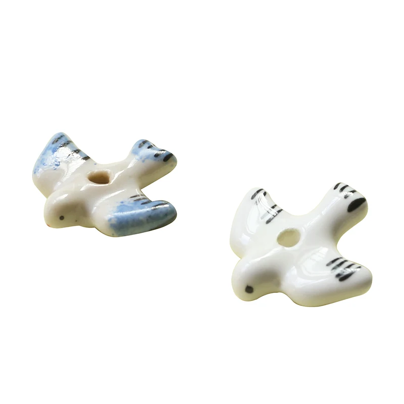1pcs Fun Ceramic Hand-painted Wind Cute Swallow Perforated Beads Diy Handmade Jewelry Earrings Ornaments Bracelet Accessories