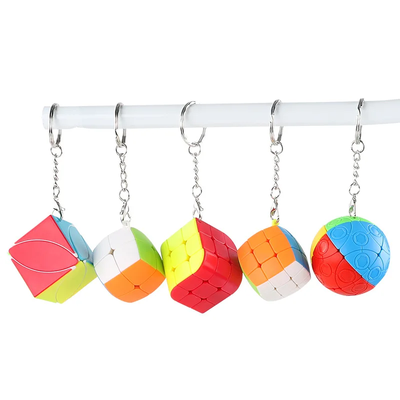 KeyChain 3x3x3 Mini Magic Cube Charms Pendant Key Ring Educational Decompress Fidget Toys 3.5cm