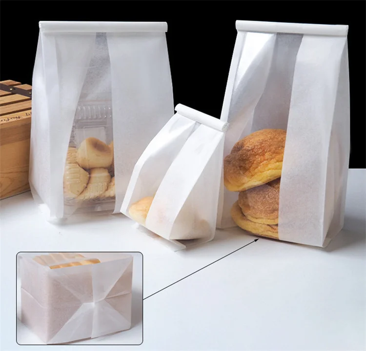 50PCS Open Top Iron Wire Sealed Bread Oilproof Packaging Bag Paper Baking Snack Sugar Hamburg Popcorn Bakery Storage Pouches