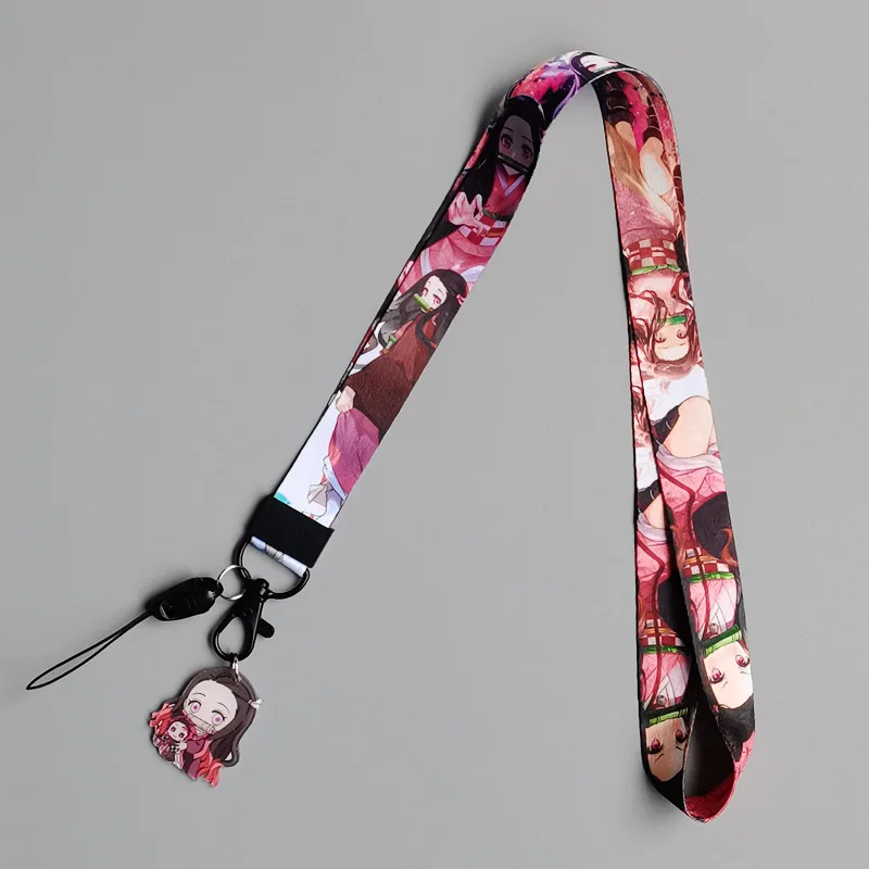 Demon Slayer Lanyard Keys Id Cell Phone Neck Strap Kamado Tanjiro Anime Action Figure Doll Kids Collection Gift Toys
