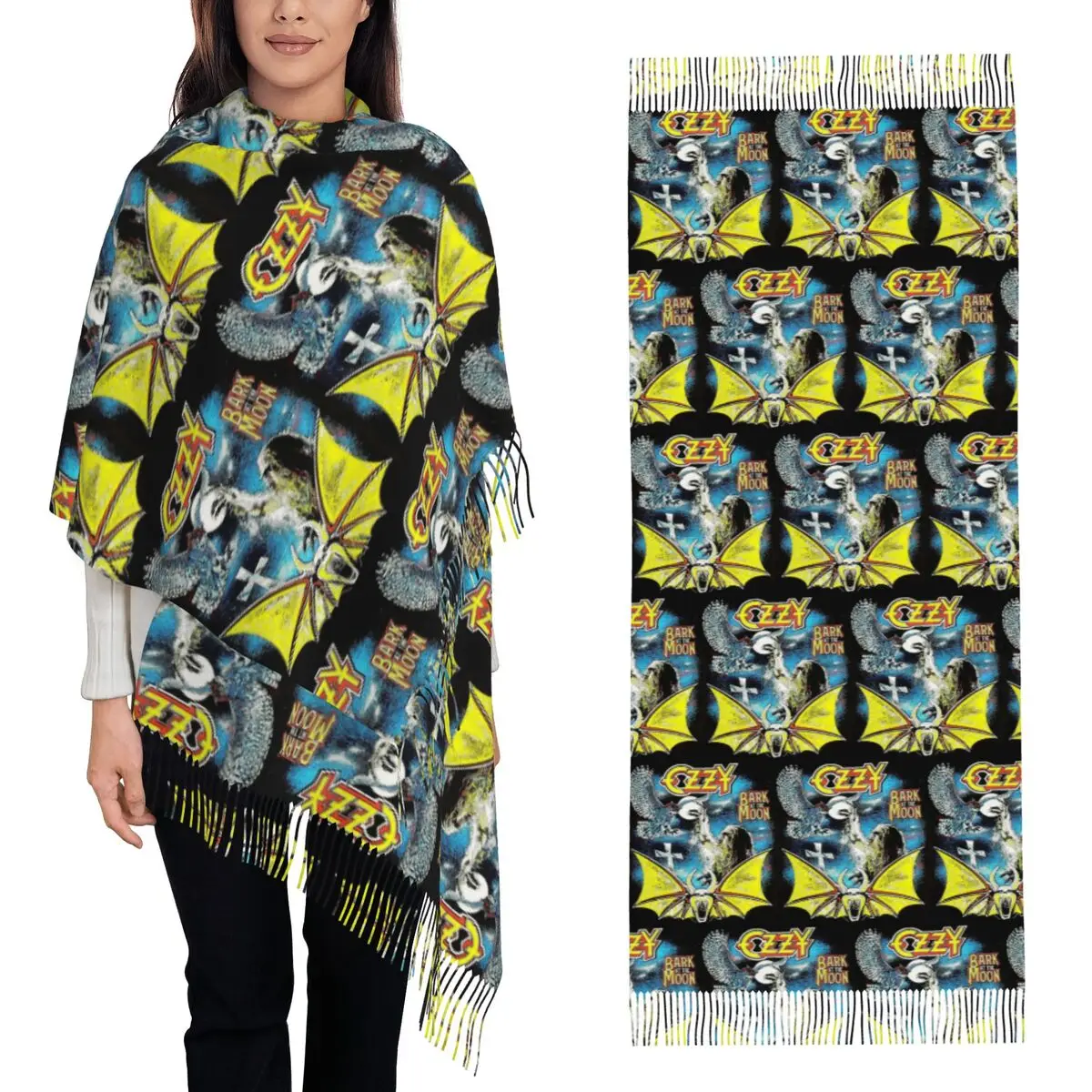 

Heavy Metal Rock Ozzy Osbourne Scarf Tassel Scarves Women Soft Warm Shawls and Wraps Long Fall Winter Shawl Wrap