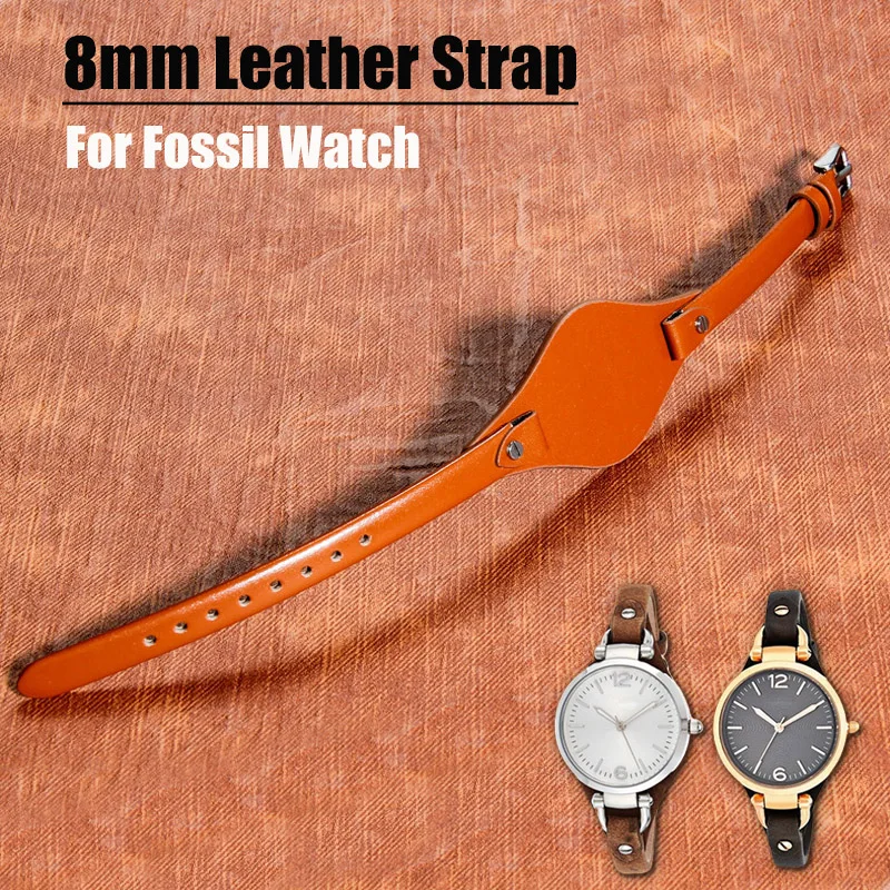 8mm Leather Watch Strap for S3077 2830 3262 3060 4176 4119 watchband Ladies Soft Small size bracelet Accessories Wristband