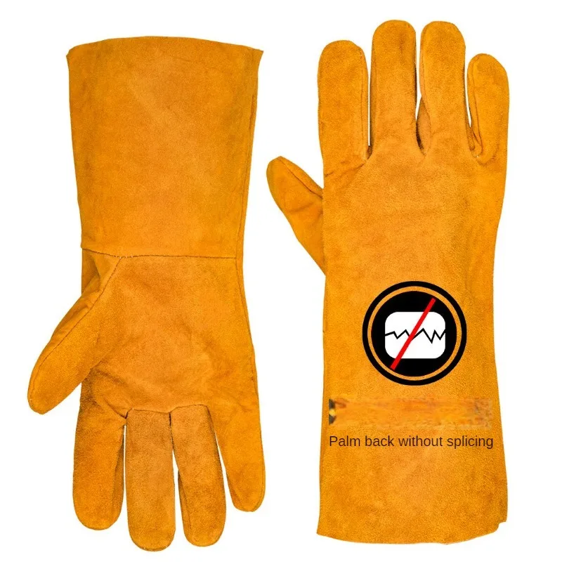 12 Pairs Cowhide Long Thick Heat-resistant Anti-scalding Flame Retardant Wear-resistant Welders Work Protection Welding Gloves