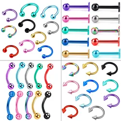 Color Mix 10/16 Piece Set of Piercing Jewelry Stainless Steel Nose Ring Eyebrow Nail  Lip Nail Body Piercing Accessories