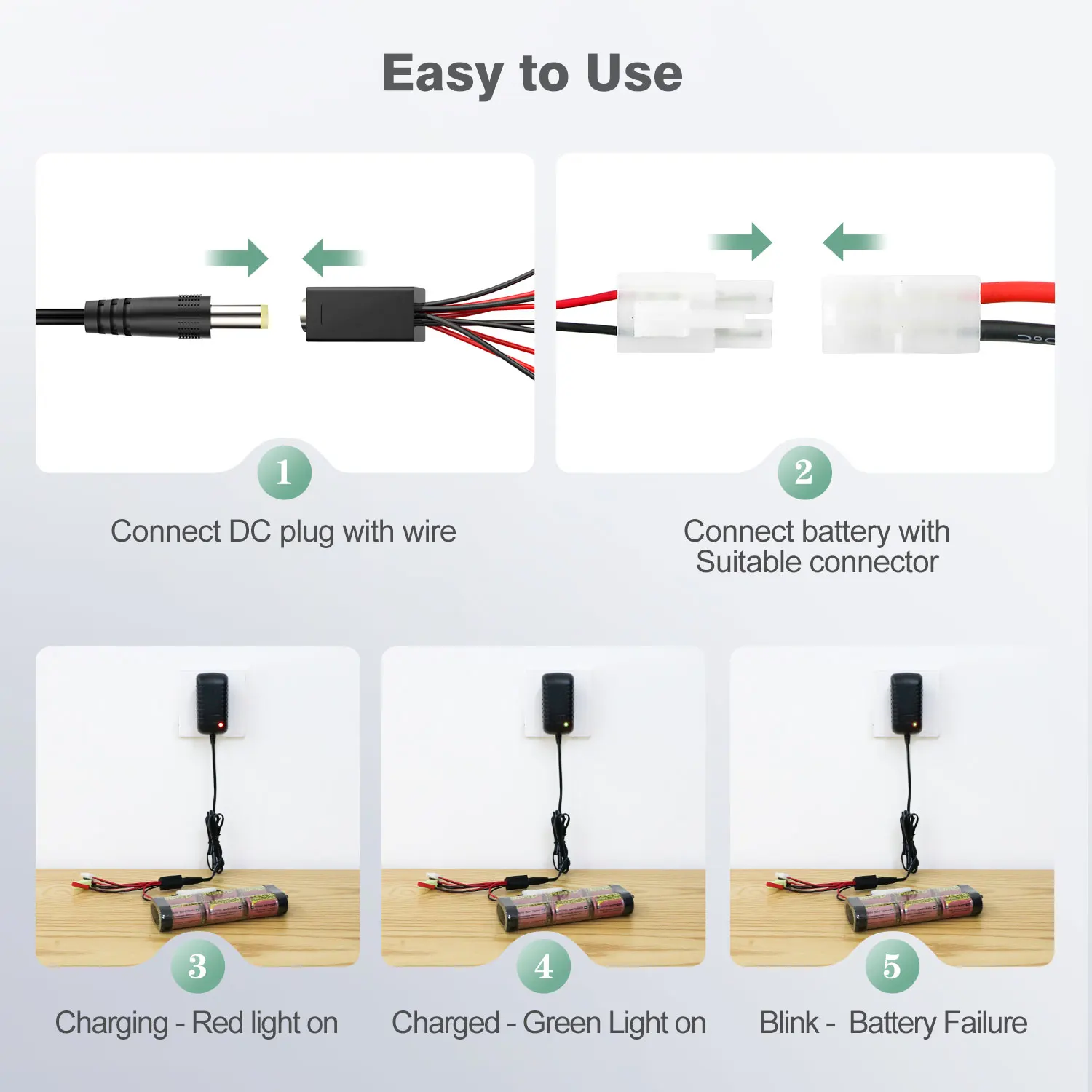 2.4V-12V Nimh/Nicd Multi-Chargeur Rechargeables RC Batteries Packs Chargeur | Intelligent pour 2-10s RC Voitures Airsoft Drone with Tamiya Mini Tamiya JST SM 2P XH Futaba Connecteurs 400-700mA