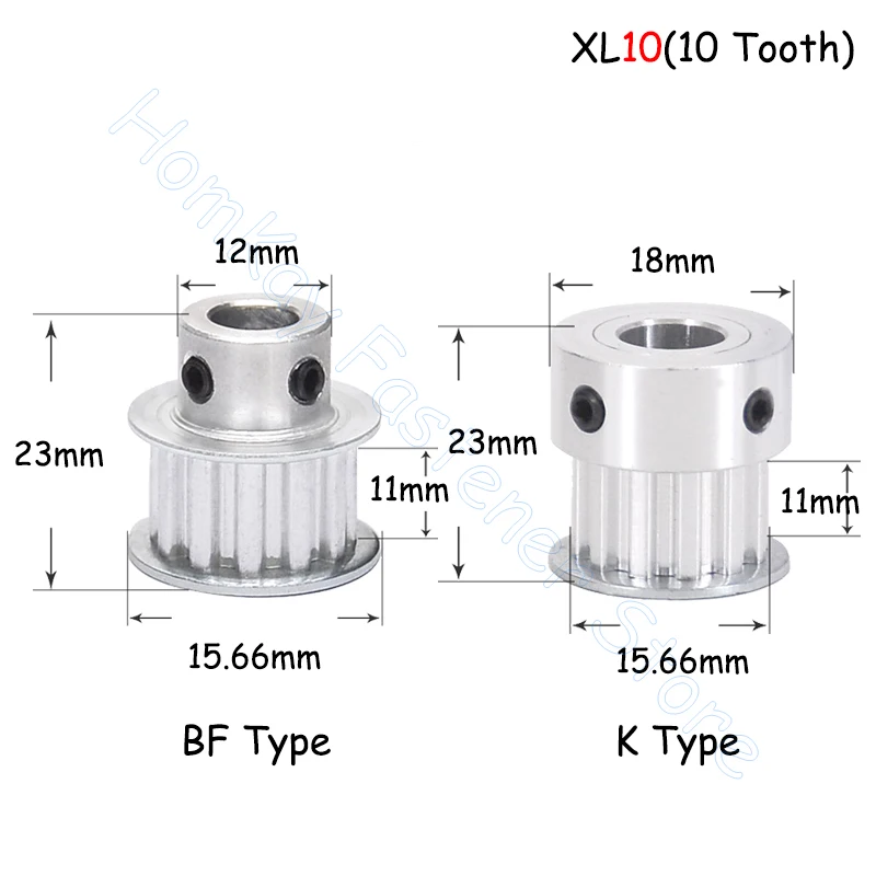 10T XL Timing Pulley Bore 3.175 4 5 6 6.35 7 8mm 10 Tooth Synchronous Wheels 3D Printer Accessories Parts for Belt width 10mm