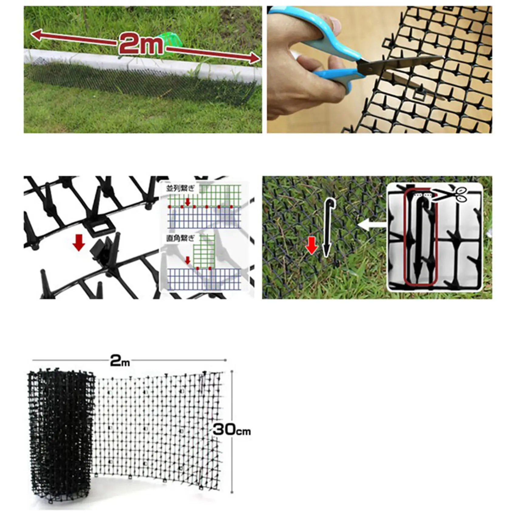 ABWZ-3X Household Garden Cat Scat Mat Prickle Strip Anti Cat Dog Repellent Deterrent Spike Mat Garden Flower Plant-Black