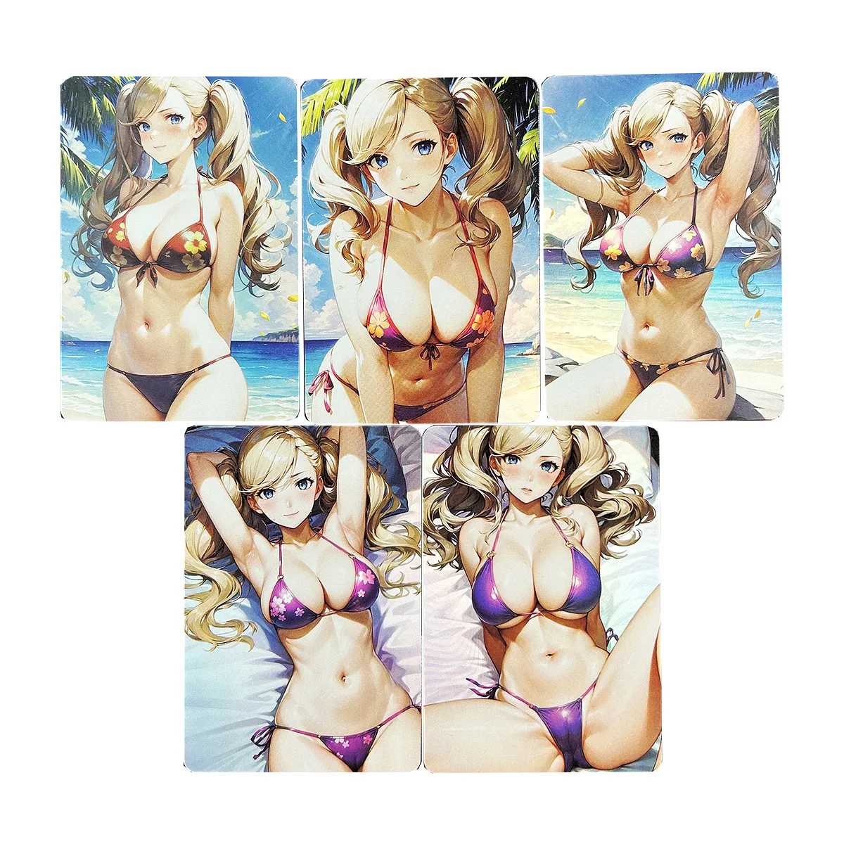 Self Made Anime Coleção Cartões, Periféricos Cartões, Brinquedos bonitos, Refração Cor, Takamaki Bra, Persona Anne, DIY Presente, 5pcs por conjunto