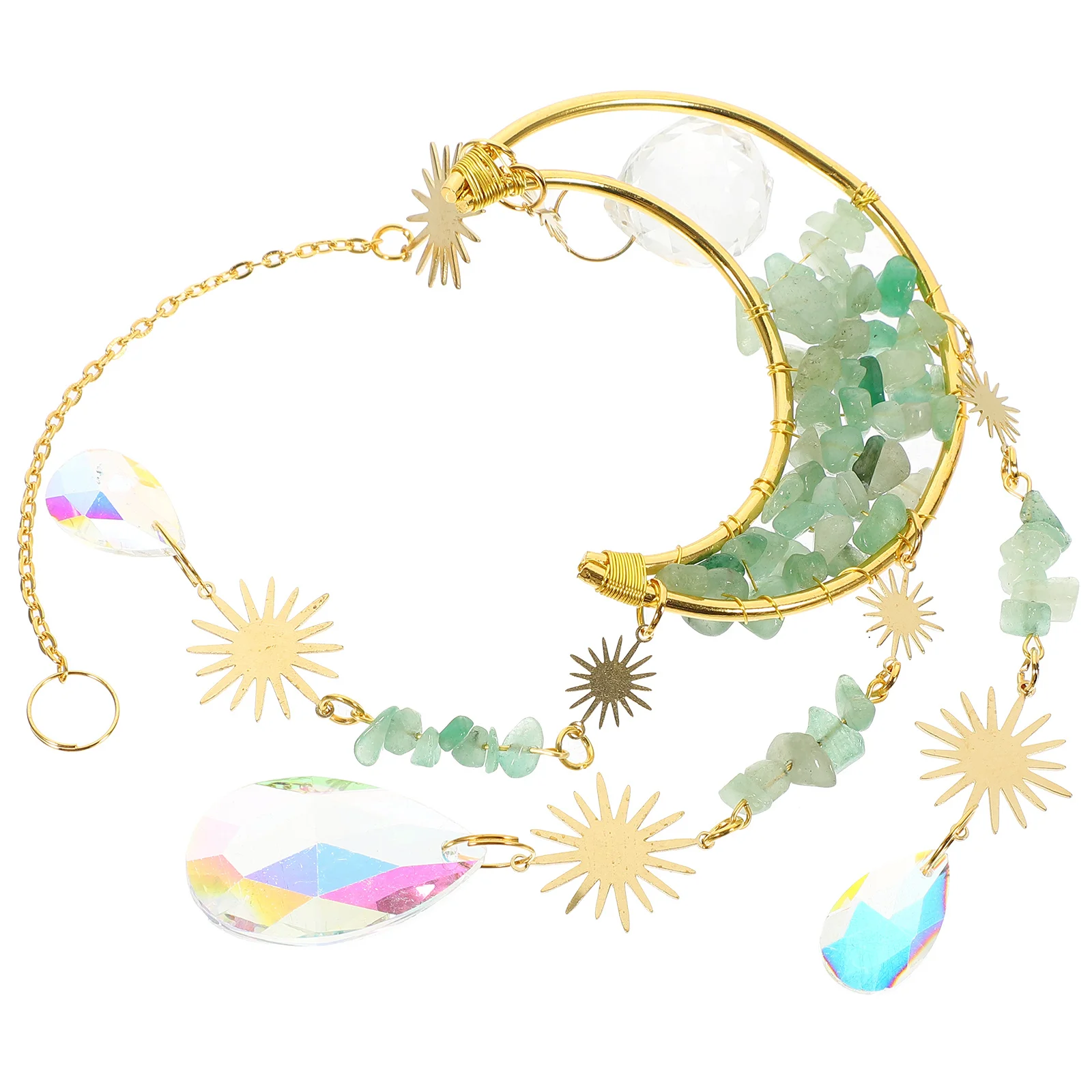 القمر الرملي شنقا زخرفة الزجاج قلادة الديكور لنافذة المنزل غرفة نوم حديقة شنقا هدية لنافذة #1