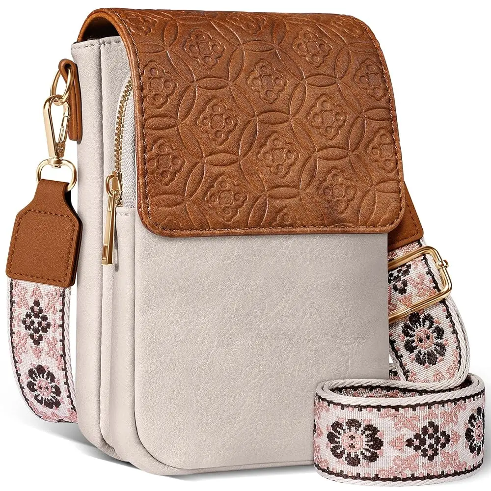 

Small Crossbody Bags for Women - Trendy Cell Phone Purse Leather Wallet Handbags with Card Slots Guitar Strap
