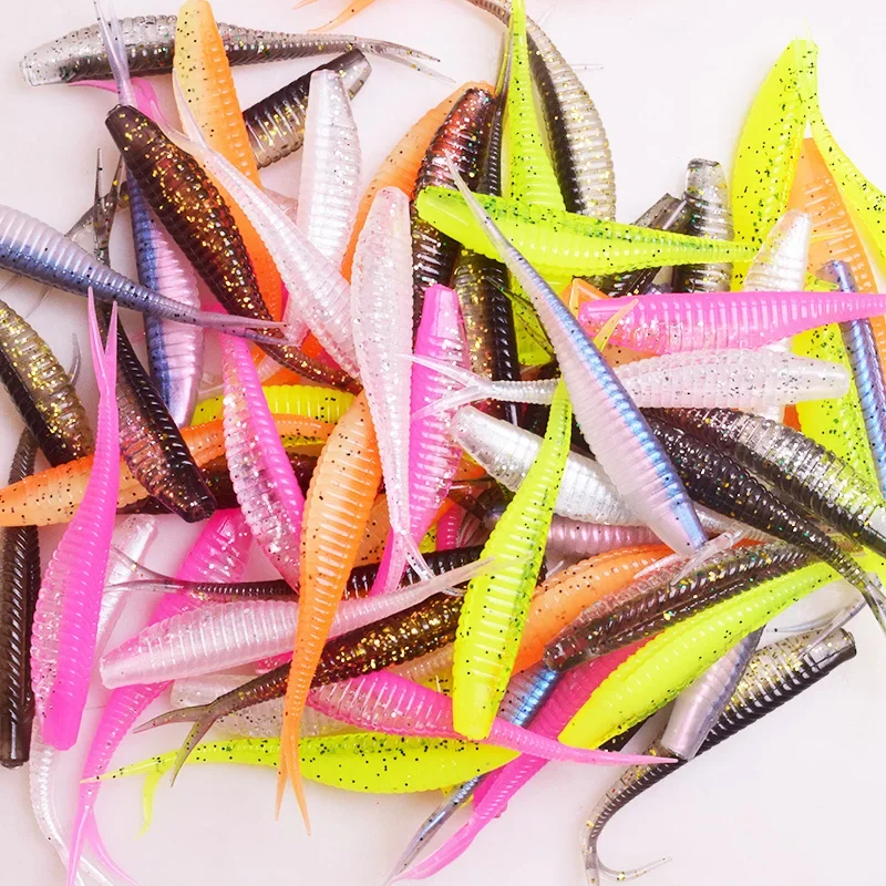 10 Pcs Worm Jig Wobbler Soft Lure 7cm 1.8g Swimbaits Artificial Silicone Soft Bait Pesca Shad Bass Carp Isca Lure Fishing Tackle