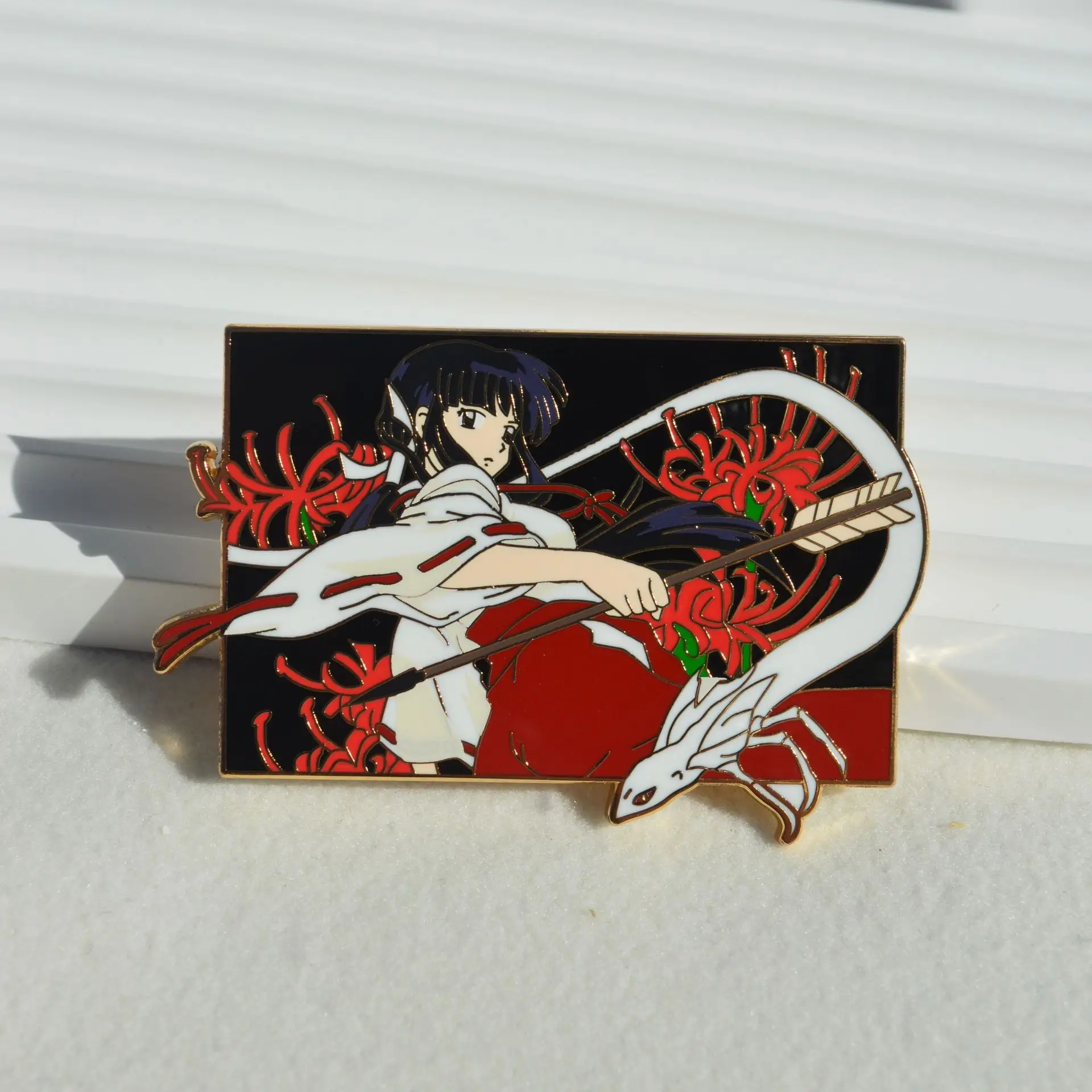 Anime Inuyasha Enamel Badges Kikyo Metal Pins Japanese Manga Brooches for Backpack Bag Clothing Lapel Cosplay Toys Gifts Decor