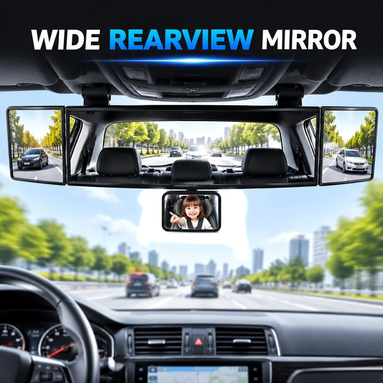 Wide-view Rearview Mirror In The Car Wide Angle Panoramic Assisting-Clip On Convex Rear View Mirror For Universal Car Adjustable