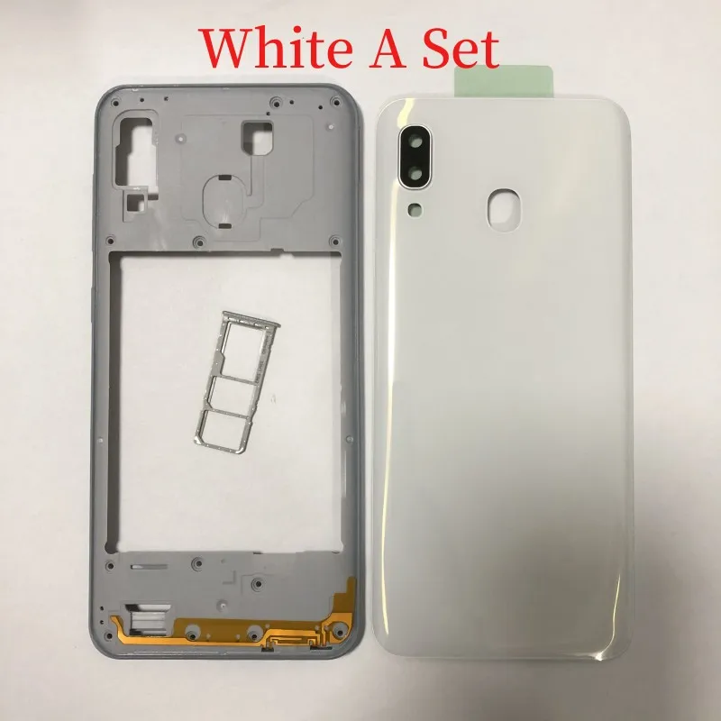 For SA A30 Rear Door Battery Back Cover Middle Frame Case SamsungA305 Mobile Phone Parts Plate Bezel Sim Slot Tray With Log