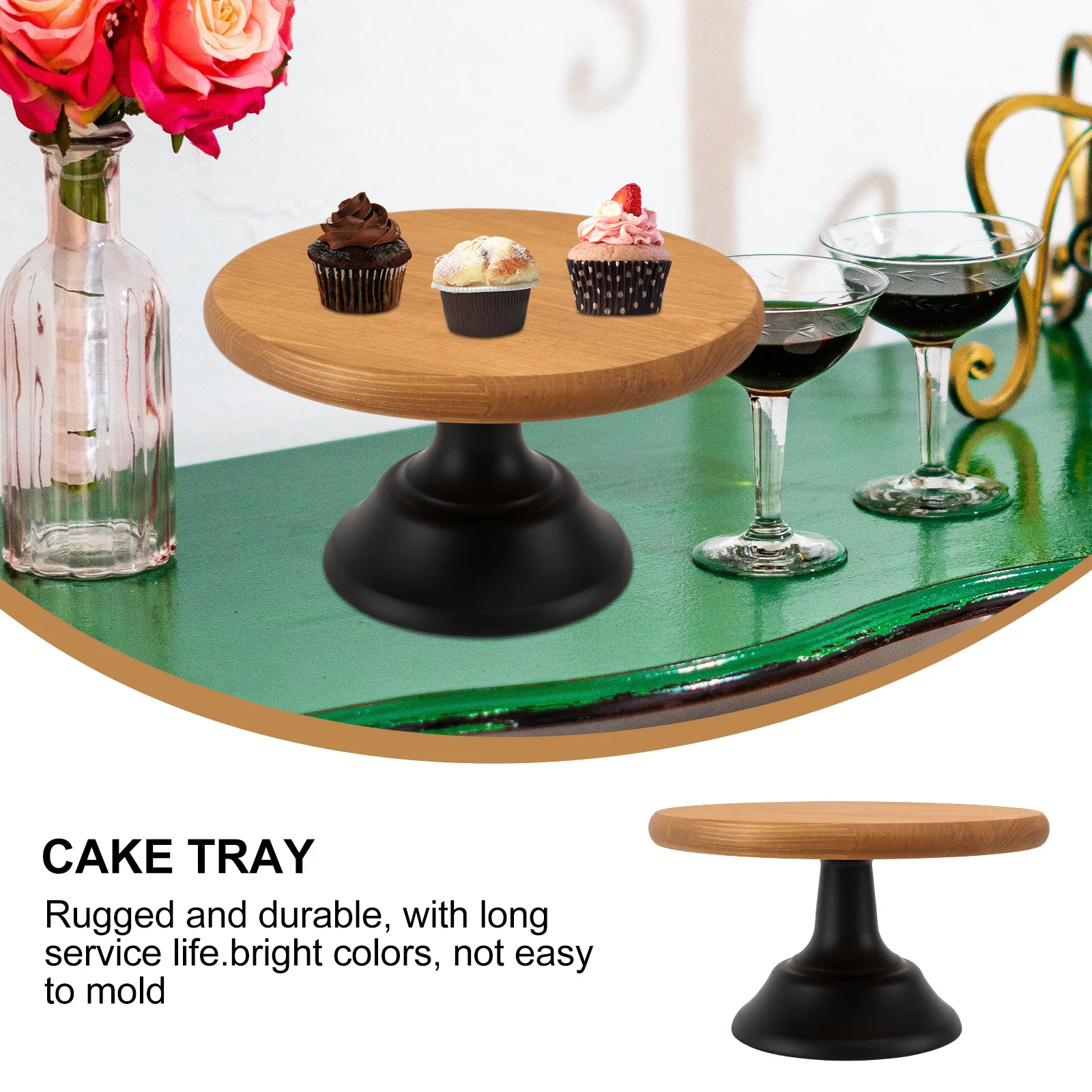 

1 шт. деревянный поднос для торта, креативный модный дизайн, деревянный металлический держатель для десерта премиум-класса, подставка для торта, вечерние, банкетные сервировочные тарелки
