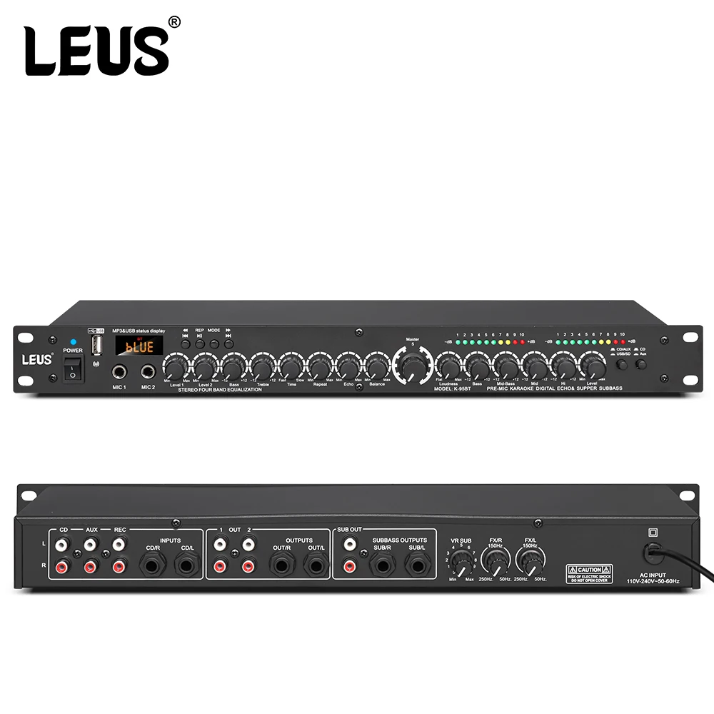 LEUS T4 Professional Digital Reverberation Multi Effect DSP Processor Audio Processor Equalizer