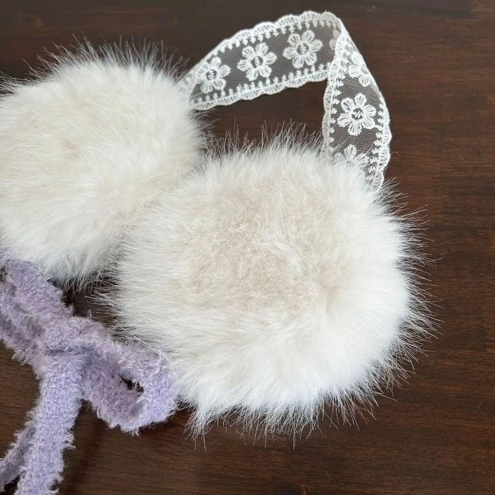 Protetores de orelha macios de renda de pelúcia JK Headwear Engrossar Protetores de orelha de inverno à prova de vento Máscara de orelha feminina