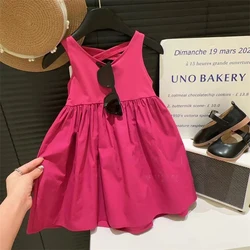 Ragazze estate nuovo vestito estivo Slim-Fit scavato versione coreana per bambini vestito senza maniche ragazze moda gonna al ginocchio