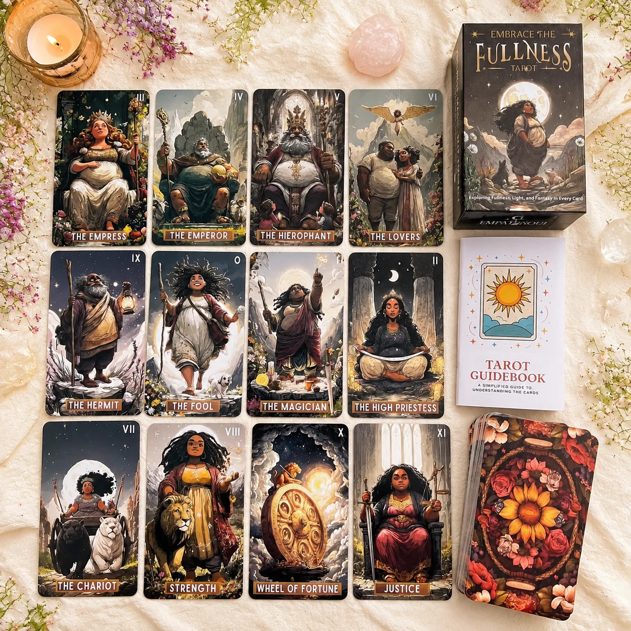 78 Tarot Cards Set, 13x8 Cm, Embrace The Fullness Tarot Explore Richness, Light, Fantasy, Includes Paper Manual, Perfect for Car - view 4