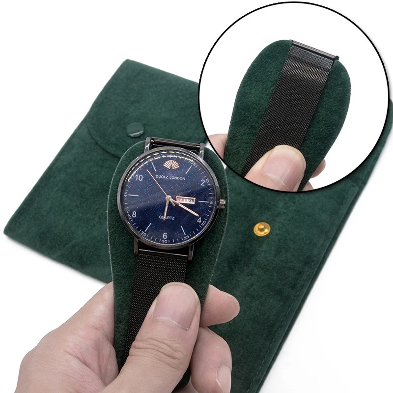 Portable Green Watch Bag Original Protective Pocket Flannel Pouch High-end Custom Watches Pockets Green Storage Bags For