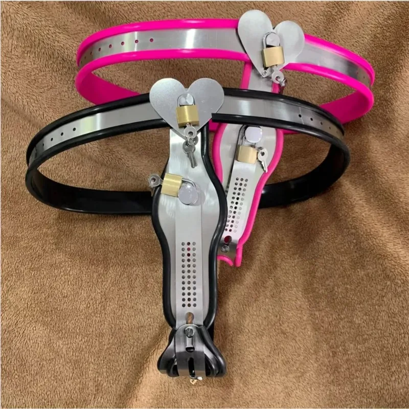 جهاز حزام العفة الأنثوي من الفولاذ مع فتحة التغوط والمكونات القابلة للإزالة - لعبة جنسية عبودية بحزام للنساء |   ضبط النفس الآمن