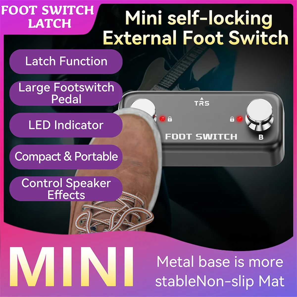 A03R New Amplifier Double Pedal External Foot Switch Double Step Nail Momentary Switch Ampero Pedal BEAT BUDDY Pedal