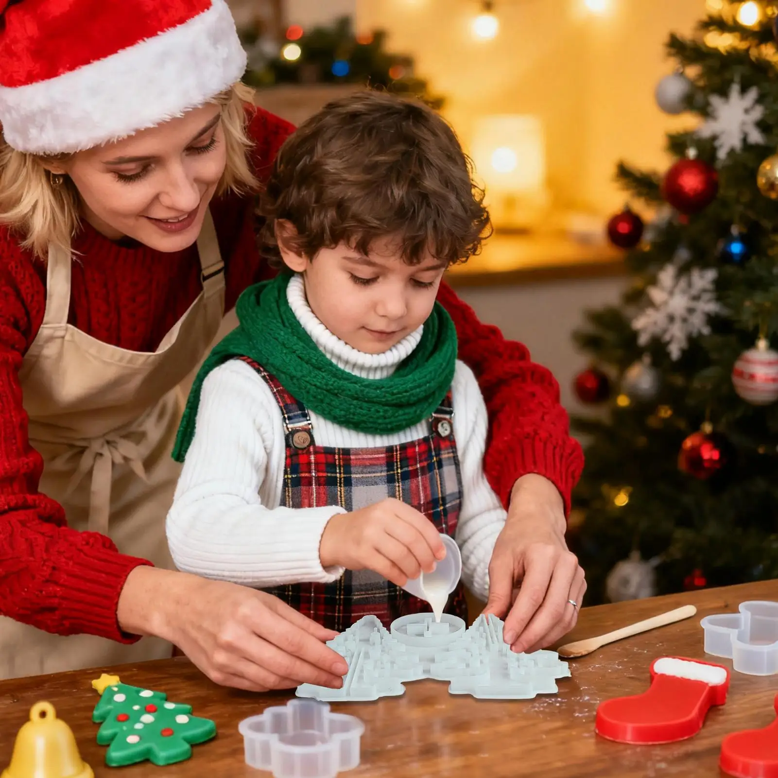 قوالب الراتنج عيد الميلاد شجرة عيد الميلاد شمعة صنع قوالب أدوات صياغة قابلة لإعادة الاستخدام لفن صنع الصابون الجص راتنجات الايبوكسي #2