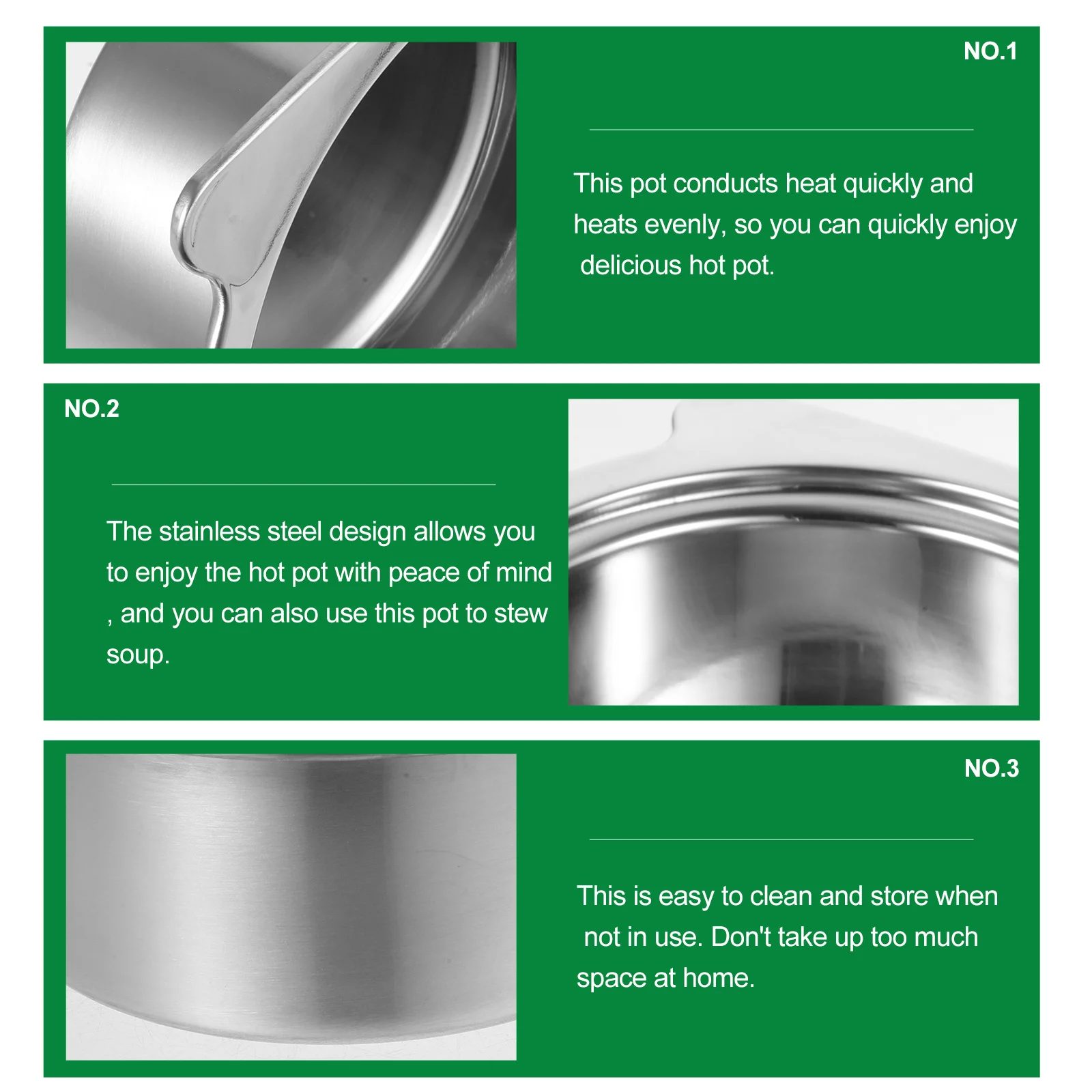 

1Pcs Stainless Steel Hot Pot Container Silver Household Restaurant Cooking Practical Multi-Functional Anti-Scald