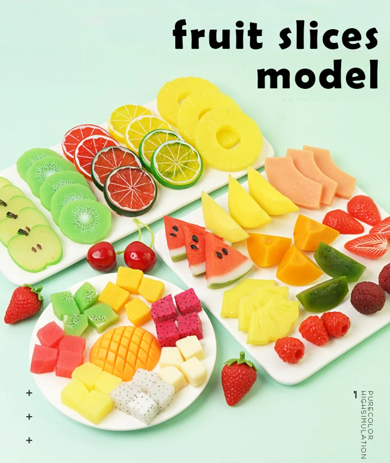 Simulated Fruit Slice Model Plastic Fruit Props Taking Pictures Cabinet Exhibition Hall Lemon Slices Fake Model Cake Decoration