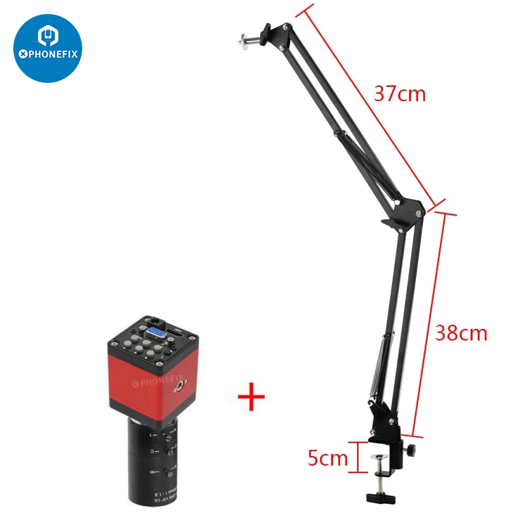 Industry Video Microscope Camera 13MP 2K 1080P 60FPS HDMI VGA Simultaneous Output Magnifier with 8-50mm 6-60mm Fixed Focus Lens