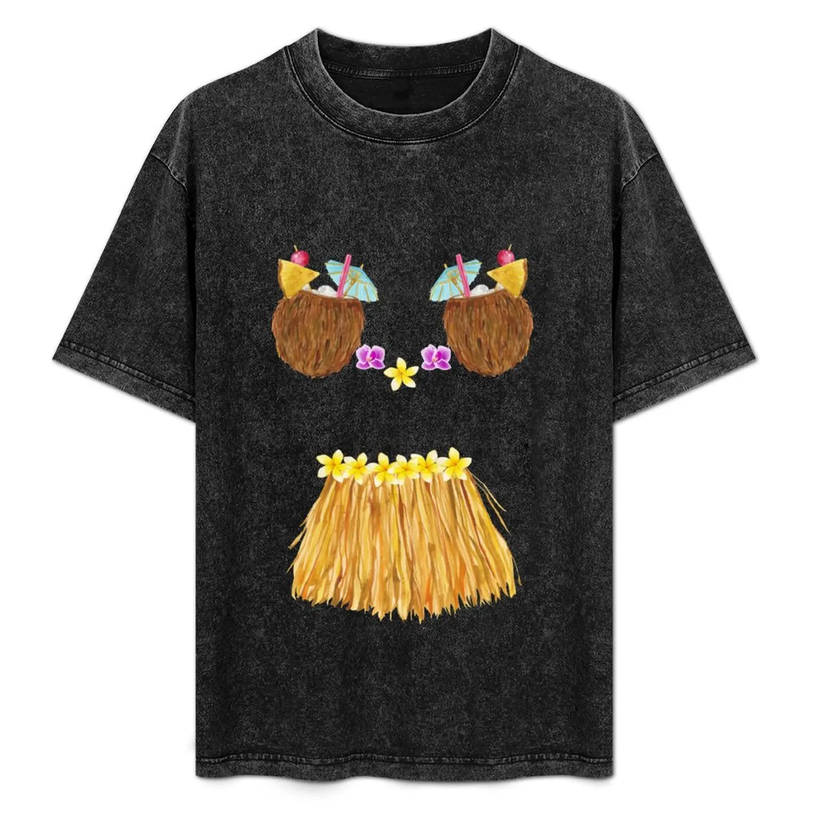 

Tiki Party Coconut Bra Lei Flowers Funny Coconut T-Shirt graphics sweat Blouse shirts men