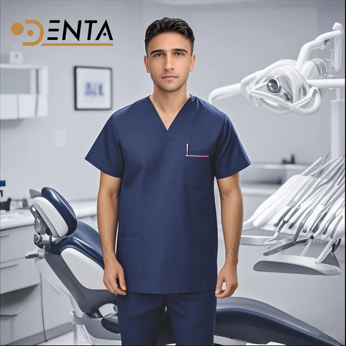 Medical Uniforms Men Scrub Top Surgical Overalls Short Sleeve Nursing Clothes V Neck Scrub Shirt Veterinary Workwear Dentistry