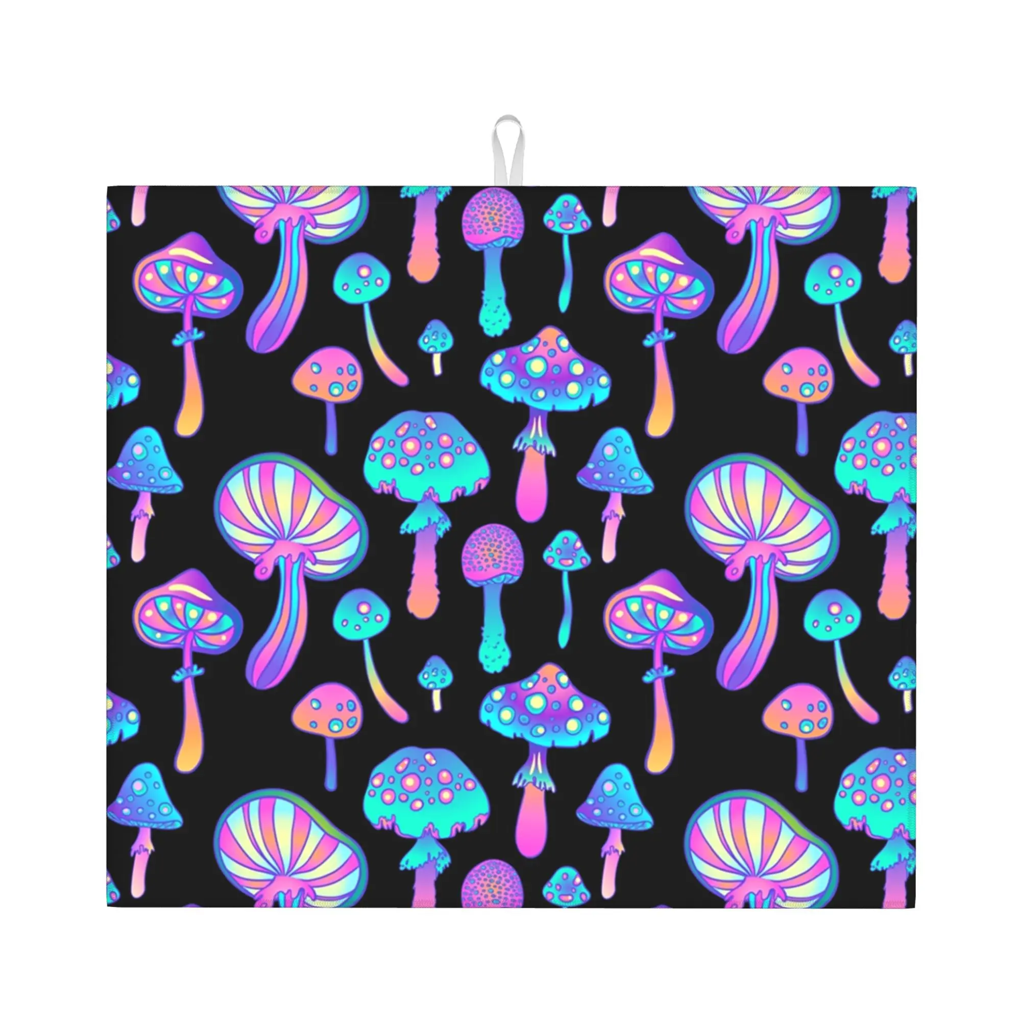 Psychedelic Magic Mushroom Trippy Hippie Non Slip Kitchen Counter Protector Mat Barware Tableware Reusable Mat For Kitchen
