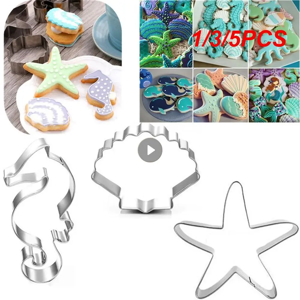 1/3/5PCS Ocean Series Mold Not Easily Deformed Anti-rust Shell Baking Utensils Party Decoration Stencils