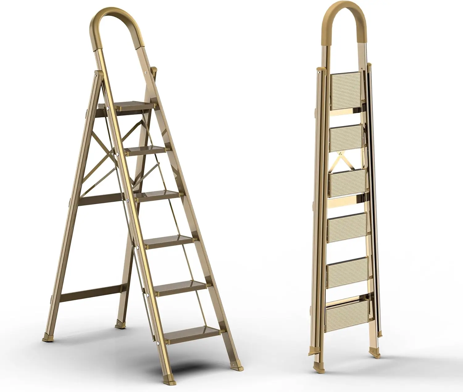 

Lightweight Aluminum 6 Step Ladder for 12 Feet High Ceiling, Folding Step Stool Stepladders with Anti-Slip and Wide Pedal for