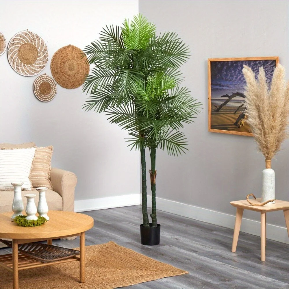 5.5' Double Palm UV (indoor/outdoor) home decor