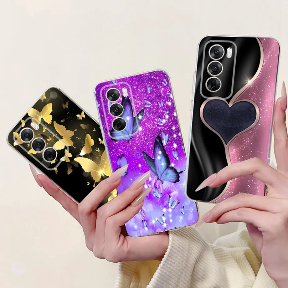 لينة واضحة سيليكون الغطاء الخلفي ل ممن لهم Reno12 برو CPH2629 جراب هاتف الرخام فراشة كابا ل رينو 12 12Pro 5G CPH2625 كابا #5