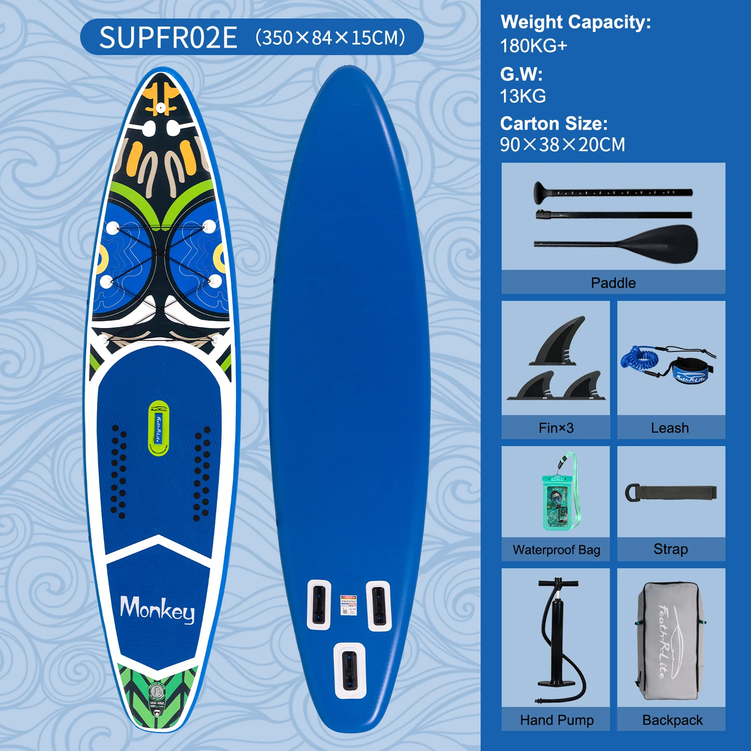 FunWater 350*87*15cm Sup Board Inflatable Surfboard Stand Up