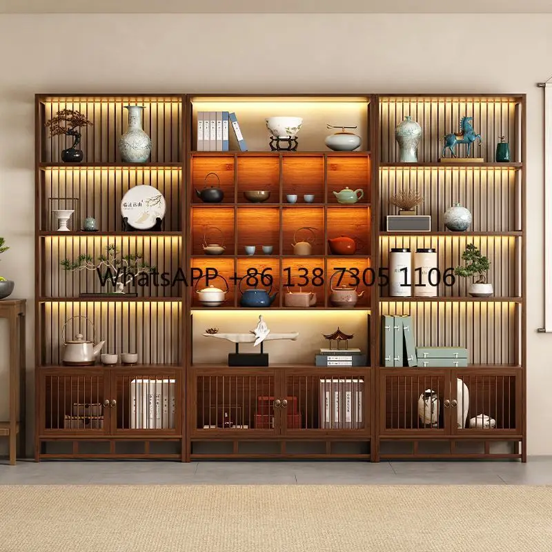 

Bogu Tea Room Tea Set Shelf Household Ornament Shelf Living Room Duobao Pavilion Partition Rack Display Cabinet