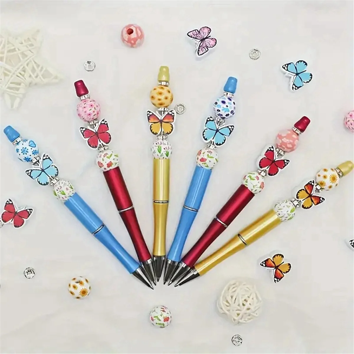 AA98 Kralenpennen Bulk met kleurrijke siliconen kralen voor doe-het-zelf penset voor dames, kinderen, studenten, kantoor, school