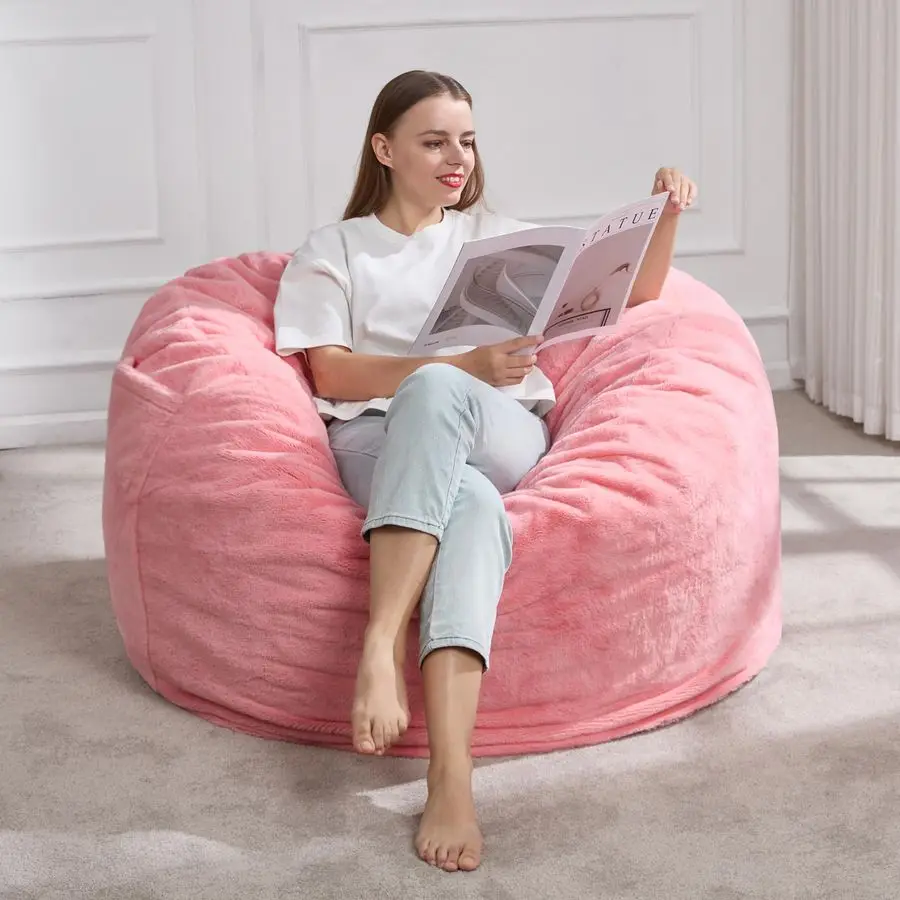 

3ft Bean Bag Chairs for Adults Large Beanbag Chair with Plush Faux Fur Cover Big Bean Bag Chair for Living Room Bedroom Dorm Off
