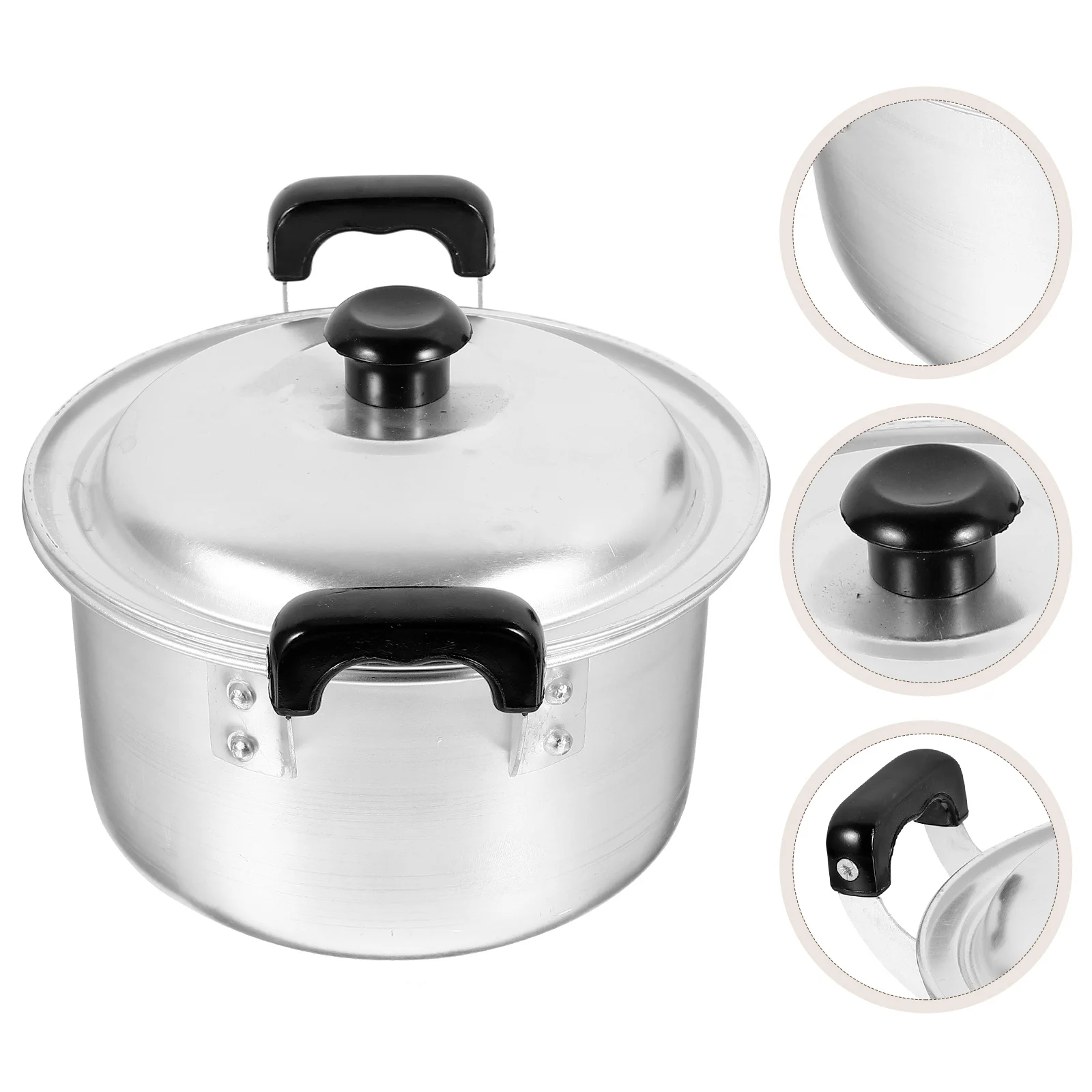 

Double Handle Aluminum Soup Pot Small Lightweight Ramen Cooker with Lid Heat Resistant Cooking Pot for Noodles Steaming