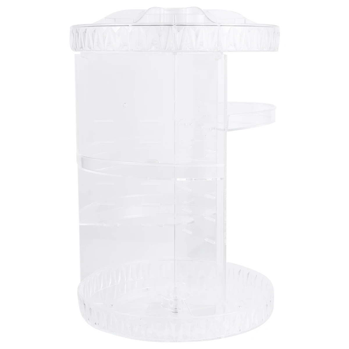 

Diamond Pattern Acrylic Cosmetics Display Shelf Rotative Storage Organizer For Makeup Brushes Clear Countertop Holder