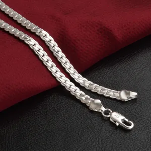 SILVER SILVER NECKLACE 925 for women and men, noble chain, marriage, engagement, jewelry, luxury brand, fashion, 20-60cm 10 Main Sales Silver Chain - №4