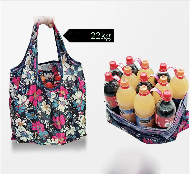 Shopping Bag Flower Animal Pattern Foldable Fabric Cute Tote Eco Fiendly Shopper Large Reusable Shopping Grocery Bags