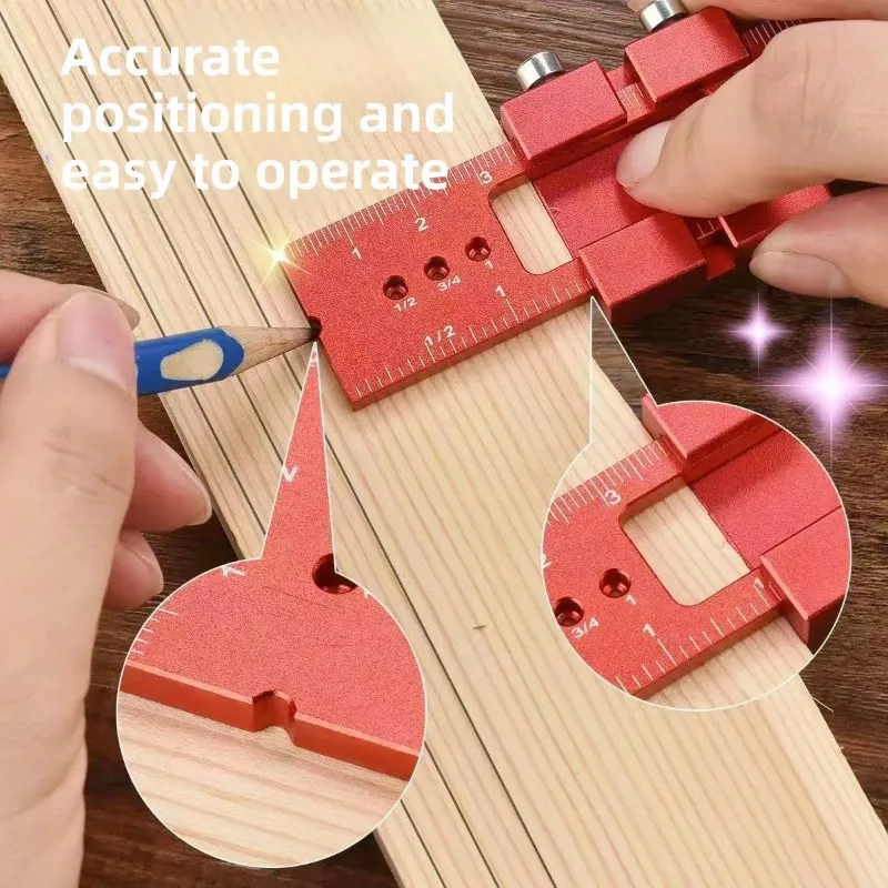Precision Pocket T-Type Scribing Ruler with Slide Stop Inch & Metric Carpentry Square T-Track Measuring Marking Tool - view 3