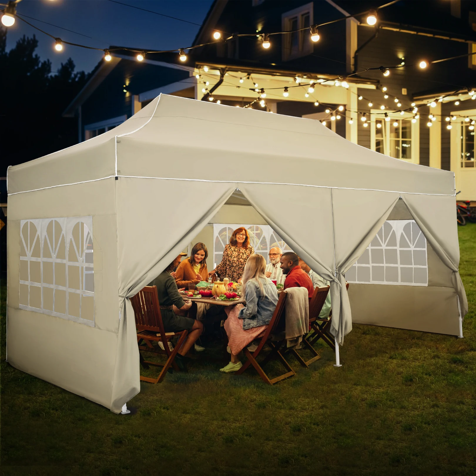 10x20 Heavy Duty Pop Up Canopy Tent with 4 Sidewalls, Commercial Outdoor Canopy Tents for Parties Event Wedding with Roller Bag