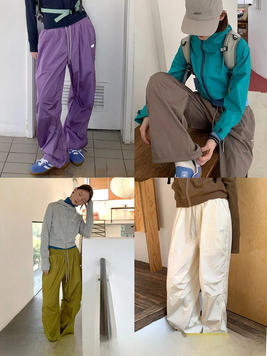 Quick Dry Outdoor Casual Lightweight Hiking Trousers Women's Loose Fit Long Pants Side Zipper Cargo Pants Polyester Fiber