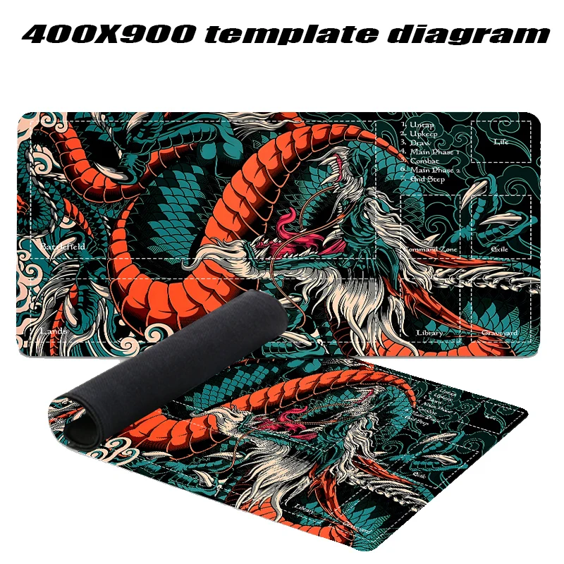 Wave MTG-Gaming-Matte, Drache 350 x 600 x 2 mm, Mauspad MTG MTG DTCG CCG RPG, Sammelkarte, Gaming-Teppich aus weichem Gummi, Kampfspiele – Detail 4