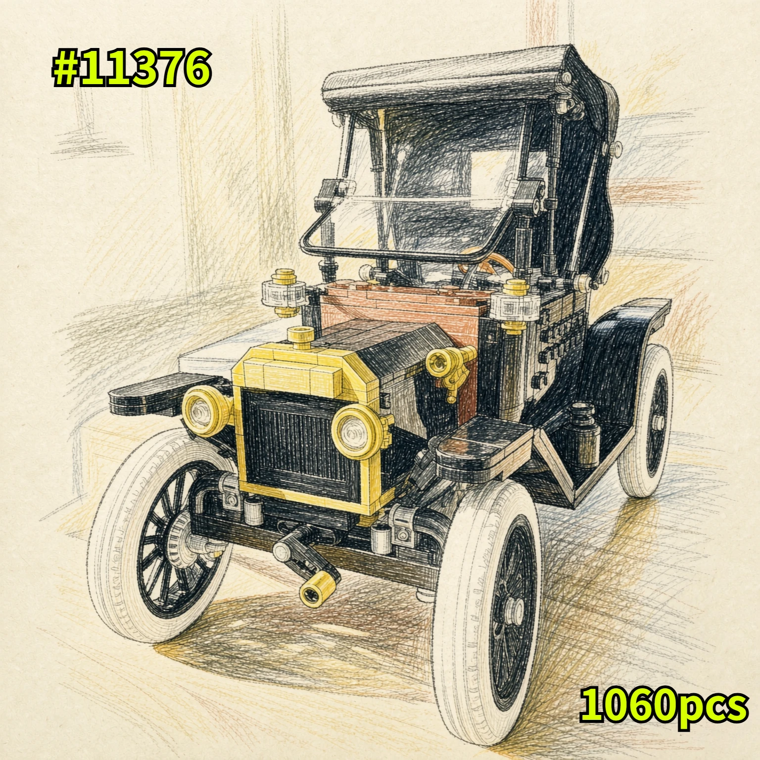 Vintage Collectible Cars - Ensemble de blocs de construction de